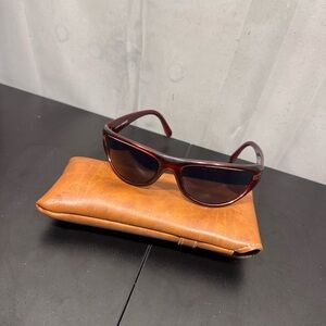 Tan Leather Sunglasses Pouch